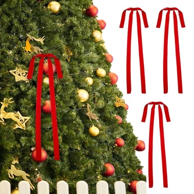 3 Pcs Pre-Tied Bows Satin Ribbon Bows 23.5x15.5" Twist Ties Gift Bows Red - Image 1 of 4