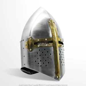 Medieval Sugar loaf Helmet Functional Steel Armor 16G Reenactment LARP SCA WMA - Imagen 1 de 4