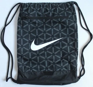 Nike Brasilia Drawstring Bag Training Gym Sack Pack Black Logo Print DA8306-010 - Picture 1 of 7