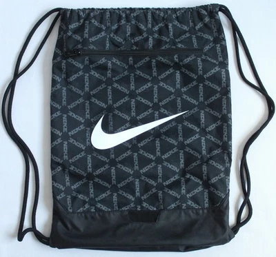 Nike Brasilia Drawstring Bag Training Gym Sack Pack Black Logo Print DA8306-010 - Image 1 of 4