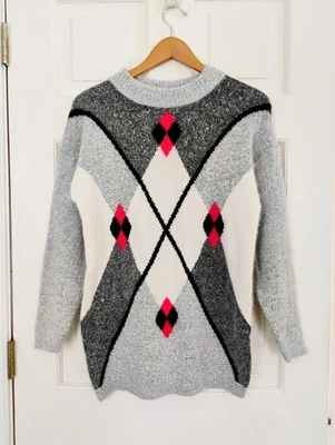 Винтажный De Rotchild Angora свитер черный белый красный уютный ягненка шерсти пуловер - Изображение 1 из 4