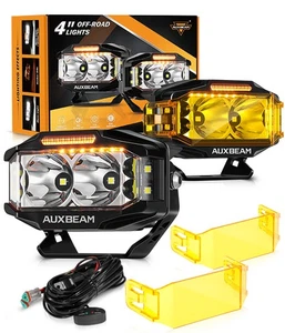 2x AUXBEAM 4" Side Shooter LED Work Light Bar Spot Pods Ditch Fog Lamp Amber DRL - Picture 1 of 12