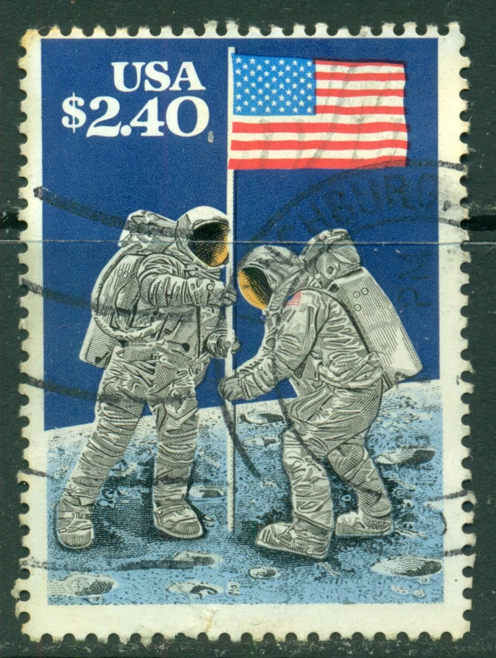 SCOTT # 2419 $2.40 MOON LANDING ON PIECE, USED, GREAT PRICE! - Image 1 of 1