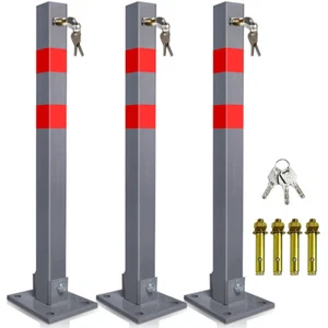 Absperrpfosten 3 Set Eckig Parkplatzsperre Klappbare Klappbar abschließbar - Bild 1 von 9