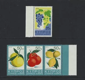 CYPRUS 1974 Products of Cyprus GRAPES, ORANGE, LEMONS, Food Set 4V. MNH - Picture 1 of 1