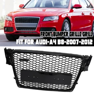 Parrilla estilo panal RS4 negro brillante para Audi A4 S4 B8 2009-2012 malla de parachoques - Imagen 1 de 11