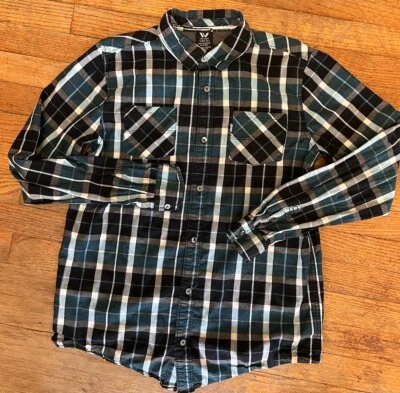 Camisa Shaun Blanca Niños Jóvenes Talla XL Azul Negra A Cuadros Manga Larga Botón Y2K Foto 1 de 4