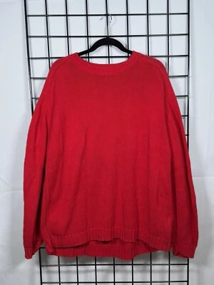 Vintage 90's STRUCTURE Knit Cotton Crewneck Sweater Mens XL Red Cottagecore - Image 1 of 4