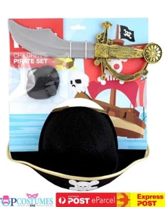 Pirate Sword Eye Patch Hat Child Boy Halloween Book Week Costume Accessory - Picture 1 of 1