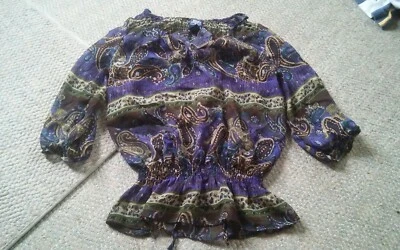 000 Mujer Azul Transparente Asfalto Pequeño Top Paisley  Foto 1 de 3