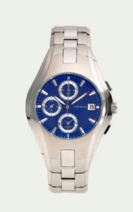 YEMA by Seiko YA-017 Mens Stainless-Steel Quartz Alarm-Chrono Watch NIB 5-ATM - Picture 1 of 6