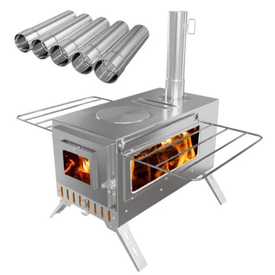 Zeltofen Campingofen Edelstahl Holzofen Outdoor Campingkocher Holz mit Tasche - Bild 1 von 4