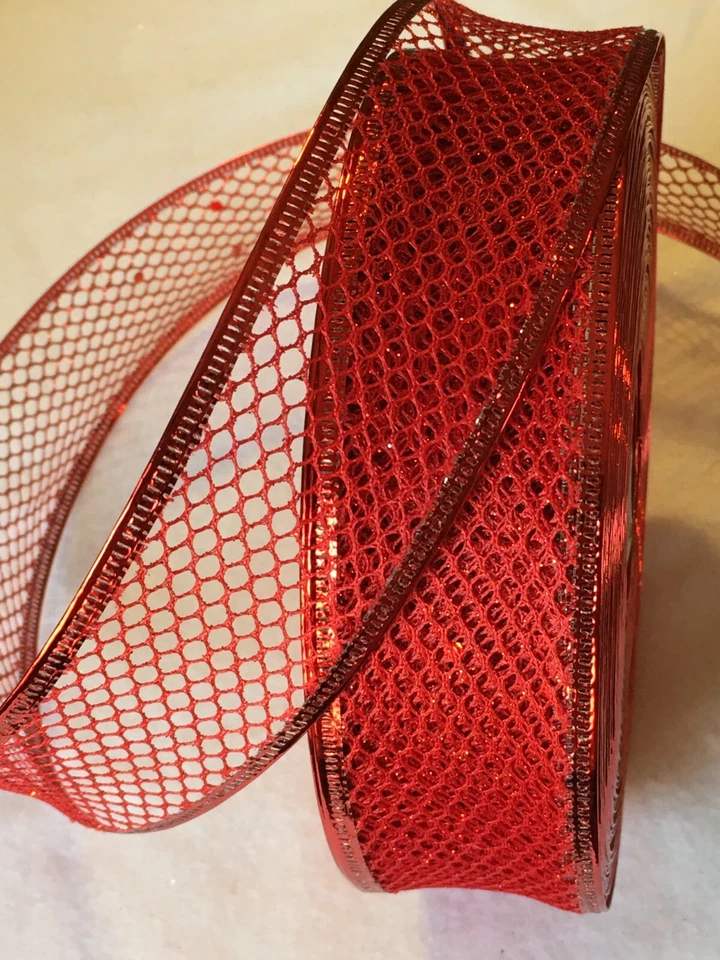 5 jardas FITA DE BORDA DE ARAME DE MALHA VERMELHA 1 1/2" & 2 1/2" de largura (escolha de 2 larguras) - Imagem 1 de 1