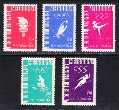 Rumania 1956 MNH Mi 1598-1602 Sc 1116-1120 Juegos Olímpicos, Melbourne ** Foto 1 de 2