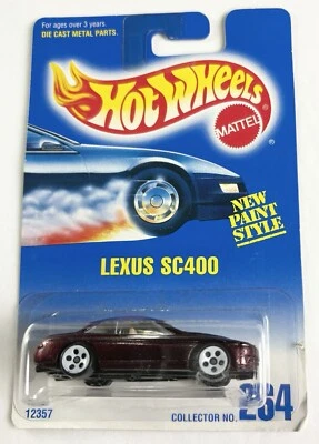 Lexus SC400 #264 1991 Hot Wheels rojo escala 1:64 diecast coche tarjeta azul vintage Foto 1 de 4