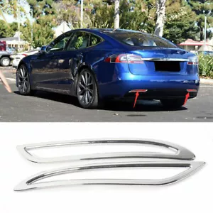 Chrome ABS Rear Fog Lamp Light Strip Trim 2PCS Fit For Tesla Model S 2012-2021 - Imagen 1 de 7