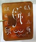GA G A AG monogram initials letters antique copper metal stencil family name vtg