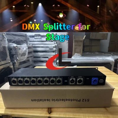 8CH DMX Splitter Stage Light Controller Signal Amplifier 8Way dmx distributor - Image 1 of 4