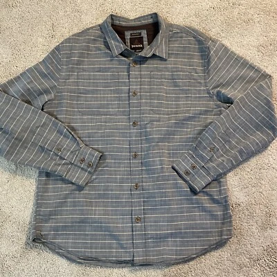 Prana Men's Large Gray Stripes LS Button Down Slim Fit Shirt Organic Cotton - Image 1 of 4