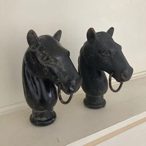 Double Cast Iron Horse Head Hitching Posts - Picture 1 of 11