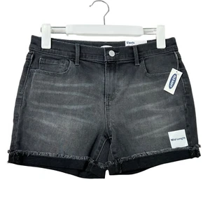 Old Navy Rolled Hem Shorts Faded Black Midnight Sky Shorts Adjustable 16 NWT - Picture 1 of 6