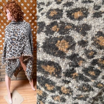 Chic Cozy LEOPARD Print Oversized Knit SHAWL Wrap O/S As-Is - Image 1 of 2