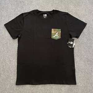 Atlanta Braves New Era Camo Pocket T-Shirt Adult X-Large Black MLB Baseball NWT - Picture 1 of 19