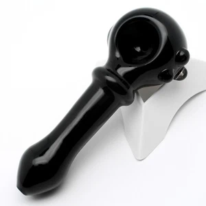Ciotole fumo tabacco 4,3" vetro giada nera magre fatte a mano cucchiaio regalo - Foto 1 di 4