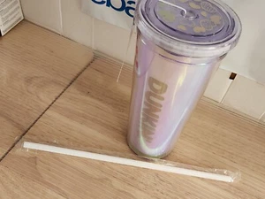 Vaso Dunkin Donuts 24 oz para el Día de San Valentín, paja transparente en forma de corazón - Imagen 1 de 7