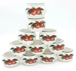 Lot Of 11 Napkin Rings Holders Ceramic, Apple Pattern - Picture 1 of 3