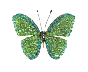 Broche broche cristal mariposa verde creado en todos los cristales verdes brillantes - Nuevo - Imagen 1 de 5