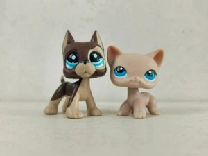 2pcs/lot Littlest Pet Shop Figure LPS Brown Dog Pink Cat #817#228 Kid Toy - Picture 1 of 6