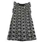 Ann Taylor Dress Women 10P Black Floral Lace Lined Ruffles Sleeveless A Line NWT