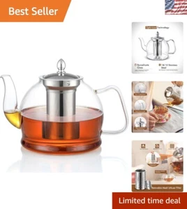 Elegant 1500ml Glass Teapot with Removable Infuser – Stovetop & Dishwasher Safe - Picture 1 of 9