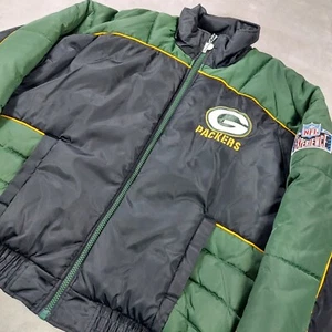 Vintage Pro Player Jacket Mens Parka Puffer Green Bay Packers Large 90s Y2K - Picture 1 of 22