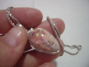 Beautiful Solid Silver 21"twist Chain & incredible big real boulder opal Pendant - Picture 1 of 22