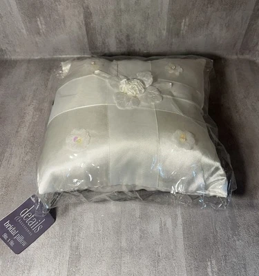 "Nuevo anillo de boda portador almohada blanca floral satinado flores almohada nupcial 9""x9"" A32" Foto 1 de 4