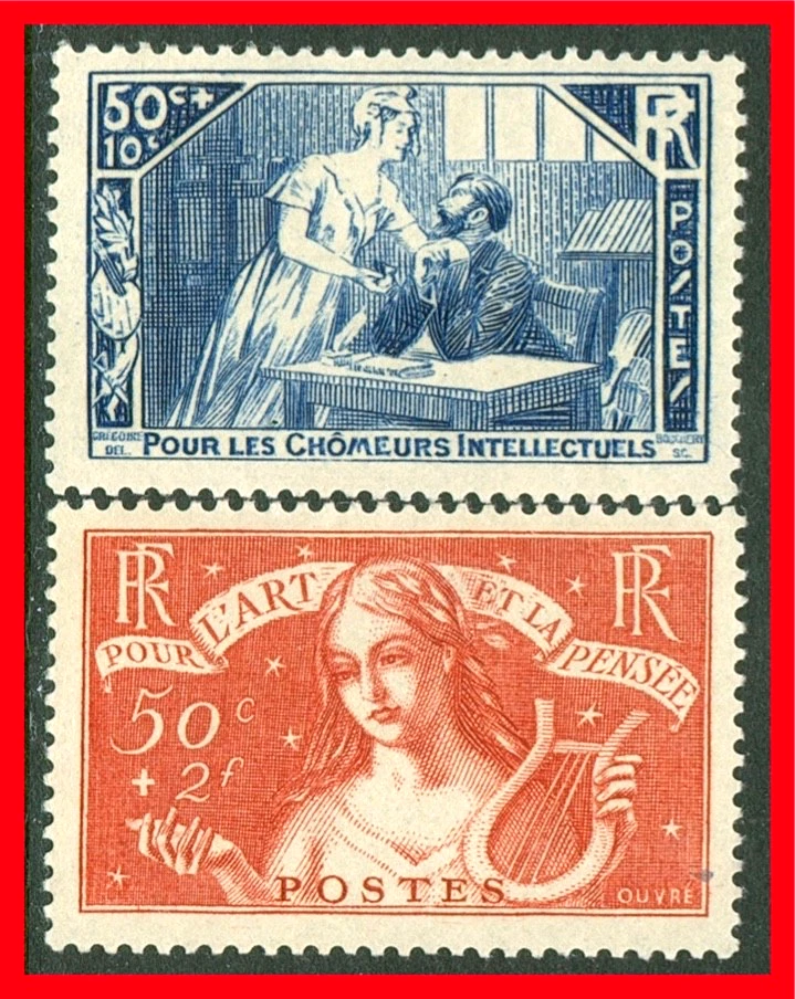 France Semi-postal Stamps Scott B42-B43, Mint Hinged Complete Set!! F464c - Image 1 of 1