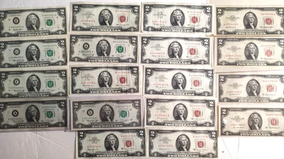 1953-1976 AU to UNC Two Dollar Notes Lot of 17 $2 Bills - Image 1 of 4