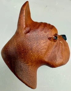 NACHLASS VINTAGE BOXER HUND HOLZ BROSCHE ANSTECKNADEL GLASAUGEN WELPENLIEBHABER TOLLES GESCHENK - Bild 1 von 8