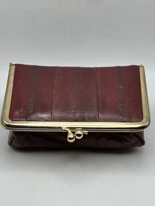 Aalhaut Clutch Schminketui mit Spiegel Zigarettenetui Scharnier oben Burgund - Bild 1 von 12