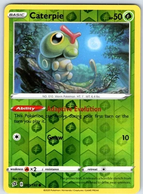 Caterpie Common SWSH02: Rebel Clash Reverse Holo 001/192 LP - Image 1 of 2