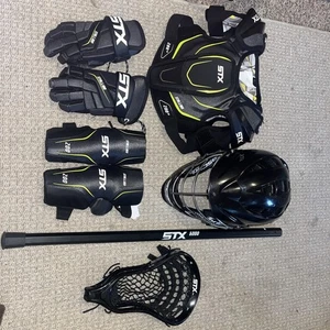 Lacrosse Set Youth Small STX Stallion 200 Shldr Pads Gloves CS-R Helmet Stick - Picture 1 of 21