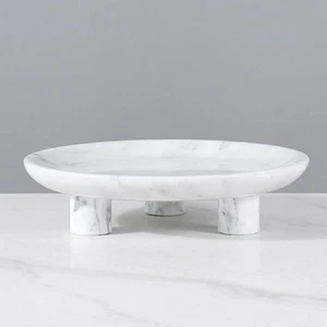 Three-Legs Marble Fruit Bowl for Kitchen Counter White 10" Inch Handmade Frui... - Bild 1 von 7