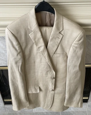 40R Andrew Fezza Canaan Suit 100% Linen 2 Piece Men's 32W x  30L Two Button EUC - Image 1 of 4