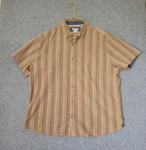 Carbon2Cobalt Shirt Mens XL Tan Striped Short Sleeve Button Up Casual Geometric - Picture 1 of 15