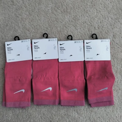NUEVO CON ETIQUETAS (4) Par Nike Spark Tobillo Mujer 11.5-13 Rosa DRI-FIT Calcetines para Correr Unisex Foto 1 de 4