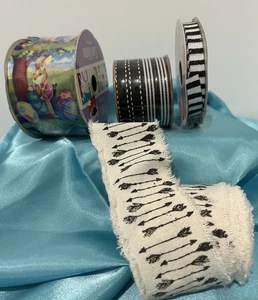 The Robert Stanley Collection BLACK WHITE ARROWS 2.5 YD SOFT FABRIC TRIM & 3 XTR - Picture 1 of 12