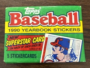 Topps 1990 Baseball Yearbook Sticker Factory Sealed (1) Pack 5 Sticker Cards - Bild 1 von 2