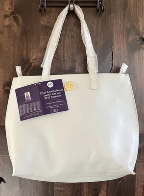 Joy Mangano Off White E*Lite Collection Leather Tote with RFID Protection NWT - Image 1 of 4